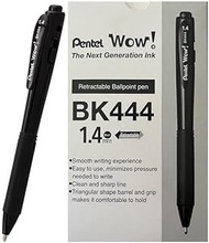 Pentel Wow! Retractable Super Smooth Ballpoint Pen, (1.4mm) Bold Line, Triangular Barrel, Black Ink, 12 Pack