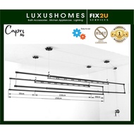 Capri Italy Ceiling Mounted Lifting Drying Rack Clothes Hanger Aluminium Adjustable 2 Bars (150-230cm)