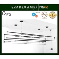 Capri Italy Ceiling Mounted Lifting Drying Rack Clothes Hanger Aluminium Adjustable 2 Bars (150-230c