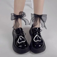 Lolita lolita lolita socks summer Mid-tube Cute jk socks Black Crystal Transparent Glass Silk Female