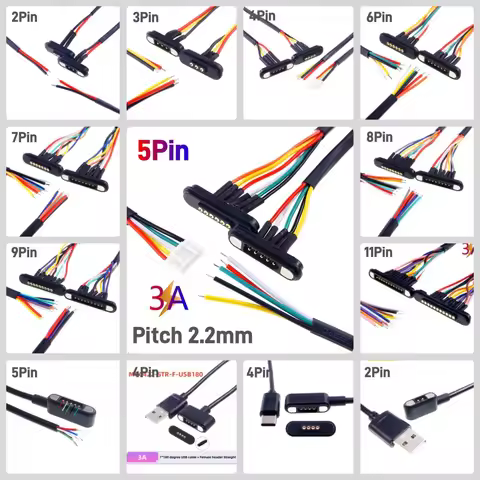 Magnetic Connector 2 3 4 5 6 7 8 9 11 Pins Pogo Pin Spring Loaded Pogopin Male Female Pad 2.2mm Grid