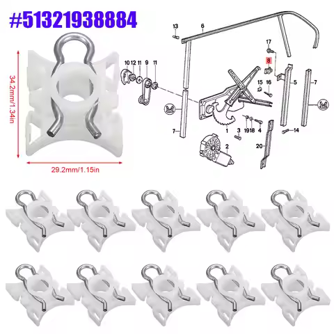 Window Regulator Slider Clip Plastic with metal clip 51321938884 for For BMW 3 5 7 Series E36 E92 E9