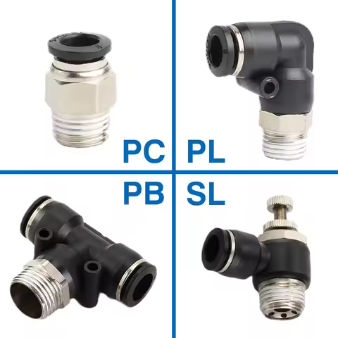 10pcs PC6-M5 SL8-01 PL4-02 Pneumatic Connectors BSPT M5 1/8" 1/4" 3/8" 1/2" Push In Quick Connector 