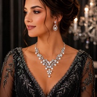 Pearl Jewelry Set Necklace Bracelet Earrings for Women ;Bridal, Wedding, Party Jewelry Set