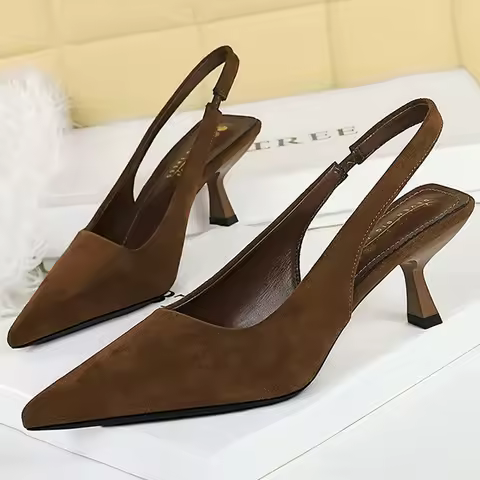 BIGTREE Shoes Suede Women Pumps Pointed Hollow Out High Heels 6 CM Summer Women's Sandals Occupation