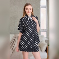 VACAY INDEED/Timeless Shirt BW Polkadot Pattern Collared