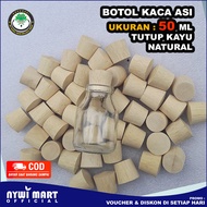 ( TERMURAH ) Botol ASI Kaca 50ml Tutup Kayu Natural / Botol Bayi / Botol Kaca 50ml / Botol Vial 50ml