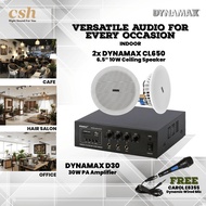 PA SYSTEM INDOOR DYNAMAX D30 30W PA Amplifier, DYNAMAX 6.5" inch 10W Ceiling Speaker Ceiling Mount S
