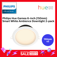 (2 pack) Philips Hue White Ambiance Garnea Smart LED Downlight (6-Inch 150mm) Compatible with Amazon Alexa Apple HomeKit and Google Assistant)