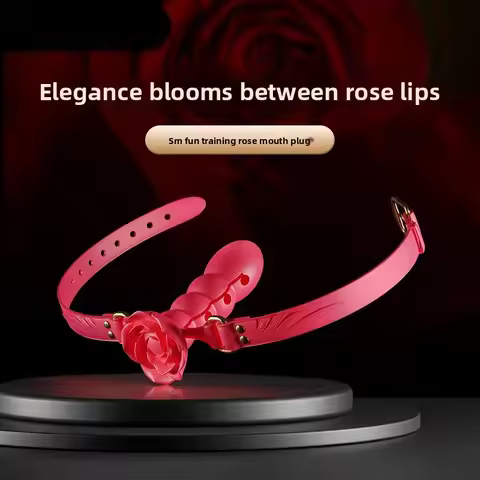 Adjustable Rose Mouth Gag & Silicone Dildo Plug Set – Deep Throat Training Kit for BDSM, Couples Pla