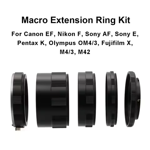 Macro photography Extension Tube Ring Kit for Canon EF Nikon F Sony AF Sony E Pentax K M4/3 Olympus 