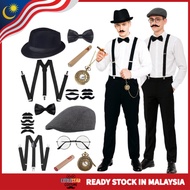 1970s Mafia Costume Accessories Set for Adults – Retro Gangster Hat,Tie, Mustache Kit,Pocket Watch