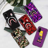 Black Soft Case Compatible for Huawei Nova 4E 8A 3 Honor 9X 20 5T 7 7C 7A 20S 2 SE Lite Protective Cover MIB-55 Bape Shark