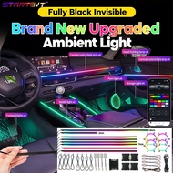24in1 Car RGB Ambient Light Symphony APP Control Dual Zone Black Acrylic Fiber Optic Light For Myvi 
