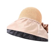 Anta Summer Vinyl Bows Female Sun Hat UV Protection Air Top Sun Protection Sun Hat Big Brim Fisherman Hat