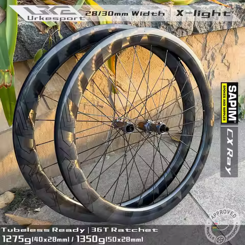X-Light 700c Carbon Wheels Disc Brake 1275g Sapim CX Ray Urke210 Ratchet 28/30 mm Width Tubeless Rea