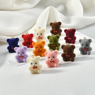 Cute cartoon animal bear shape 20pcslot Flocking decoration resin charms diy jewelry earringgarment accessory