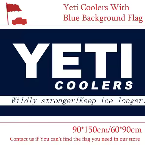 Blue Yeti and Coolers With Blue Background Flag 3ftx5ft 90*150cm 60*90cm 100D Polyester Racing Banne