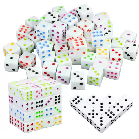 White D6 Dice 16mm Standard Dot Dice 10pcs for Tabletop Games RPG Board Games