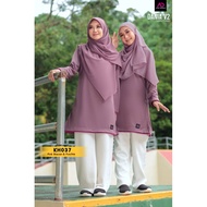 BLOUSE DANIA V2 T-shirt Muslimah Labuh Jersey Sukan Tahan Lasak Material Microfiber Size S-3XL (CODE
