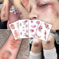 Halloween Common Tattoo Bruises Colored Tattoo Long Scar Sticker Lasting 3d Halloween Makeup B1y2