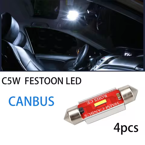 4pcs C5W LED CSP 1860 Signal Lamp Canbus Bulb 31mm 41mm Festoon Light C10W LED Auto Interior Reading