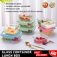 Borosilicate Glass Container Lunch Box Set 1040ML Large Capacity Compartment Glass Lunch Box Kitchen