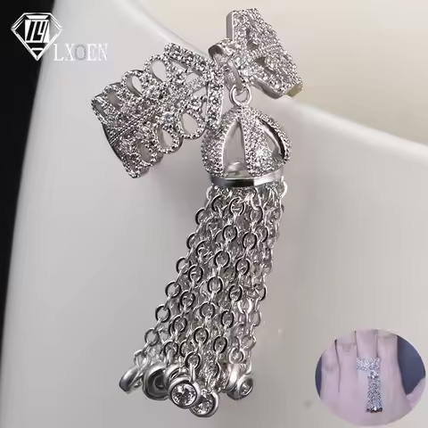 LXOEN Luxury Party Famous Brand Tassel Rings For Women Inlay Cubic Zirconia Adjustable Crown Ring Fa