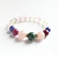 神奇石玉器，保護生命坦桑MORGANITE薔薇輝石玉髓Prenite成功6種天然石手鐲