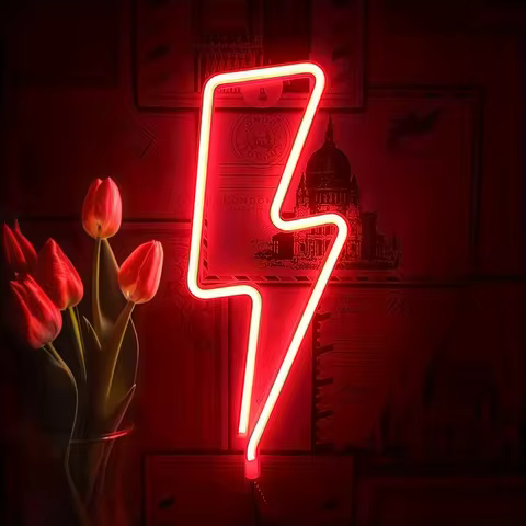 1pc Lightning Shape Neon Sign, USB/Battery Powered Room Decoration, For Bedroom Gaming Room Living R