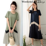 SG LOCAL WEEKEND X OB DESIGN WOMEN COLOR BLOCK A-LINE PLEATED LONG MAXI MIDI DRESS S-XXXL PLUS SIZE