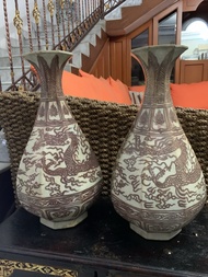 Guci china antik naga merah lawas antik tinggi 51cm