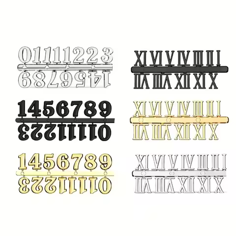 1 Set Clock Number Plate Roman Arabic Tricolor Clock Part DIY Clock Numbers Quartz Needle Wall Clock