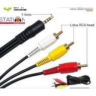 DAP D-AU09 3 in 1 aux Audio Cable 3.5mm Jack to RCA Black 150Cm