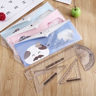 Simple Transparent Ruler Set Student Four-Piece Ruler Set Learning Stationery Student Ruler Set Rule