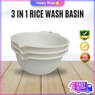 3 pcs Round Rice Plastic Basin / High Quality Round Washing Bowl / Wash Basin / Set Besen Kecil Plastik Basuh Beras