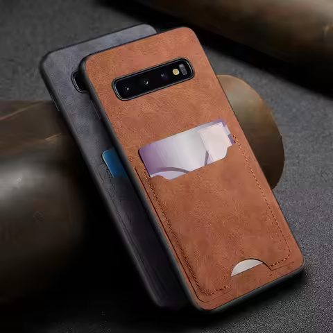 Premium Leather Card holder Case for Samsung Galaxy S10 S10e S9 Plus Lite Scratch-Resistant Solid Co