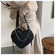 EPILOGUE Gothic Tote Bag, Heart Shaped Black Shoulder Bag