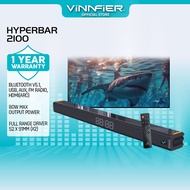 Vinnfier HYPERBAR 2100 All-in-One Soundbar with Clock Display MAX 80W Bluetooth, USB Drive, HDMI (AR