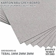 (Grey) Karton Abu Bahan Maket 1mm 2mm 3mm A3 30cm x 40cm - Grey Board Carton Duplex Kertas Duplek