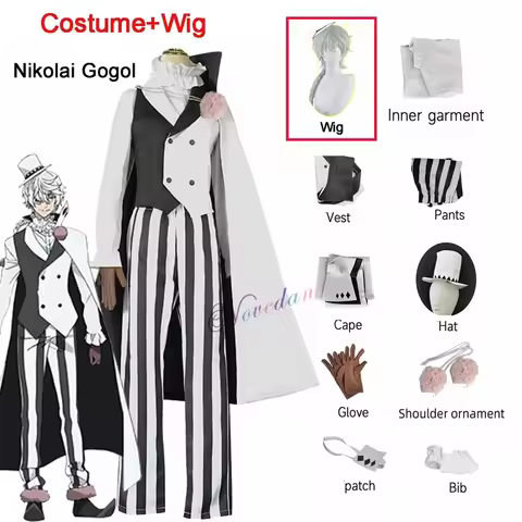 Nikolai Gogol Cosplay Costume Anime Bungou BSD Hunting Dogs Nikolai Cosplay Cloak Cape Uniform Suit