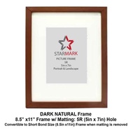 Starmark Picture Frames 8.5x11 inches with Matting to 5R Photo-5x7 inches- Dark Natural Frame - 1 Pc