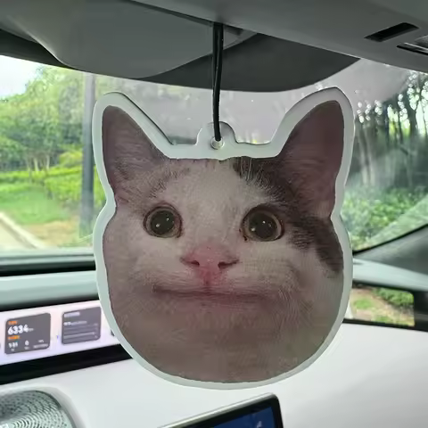 Polite Cat Meme Air Freshener - Natural Plant Extract Scented Hanging Car Air Freshener, Multipurpos