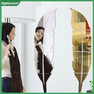 {BIG}  Modern Removable Feather DIY Acrylic Mirror Wall Sticker Home Room Decoration