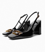 Genuine Authentic imported ZARAˉ Family 2023 Summer New Womens Shoes Black Beige Decoration Inlaid T