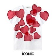 PRE-ORDER 10-14 วัน iCONiC FLOWING HEARTS T-SHIRT #7325 เสื้อยืด ปัก หัวใจ pop up 3มิติ เสื้อยืดผญ เ