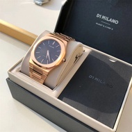 นาฬิกาข้อมือผู้ชาย Ultra Thin Bracelet Quartz น้ำหนักเบา ดีไซน์เก๋ไก๋ สไตล์สากล สายรัดหนังสีดำ ความห