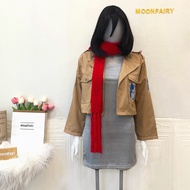 - Mikasa Ackerman Cosplay Costume Grey Dress Ver Jacket Anime AOT Attack On Titan SNK Shingeki No Ky