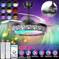 42 Inch RGB Fan Ceiling Light APP+Remote Control Dimmable Timing bluetooth Music Player