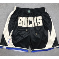 Basketball Shorts Mens Milwaukee Bucks 2024 Just Don Pocket Pants - Black